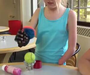 8 year old trying out her bionic arm for the first time