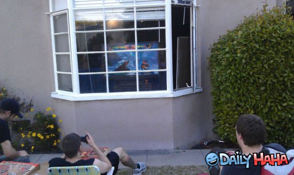 playing video games outside