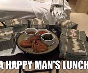 a happy mans lunch funny picture