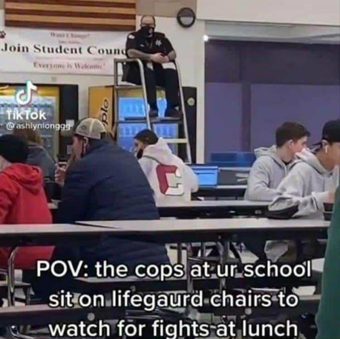 cops on chairs