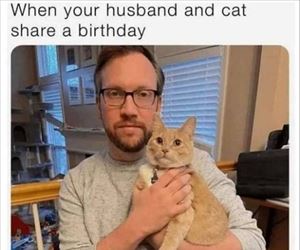 husband and cat