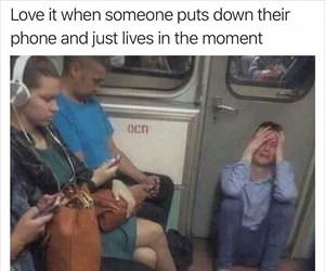 puts down their phone