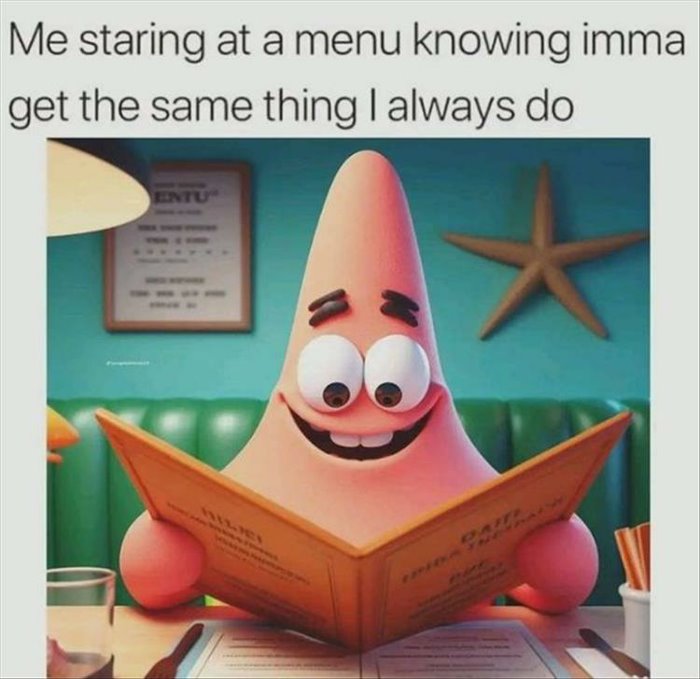 staring at a menu