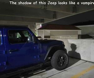 the shadow of the jeep