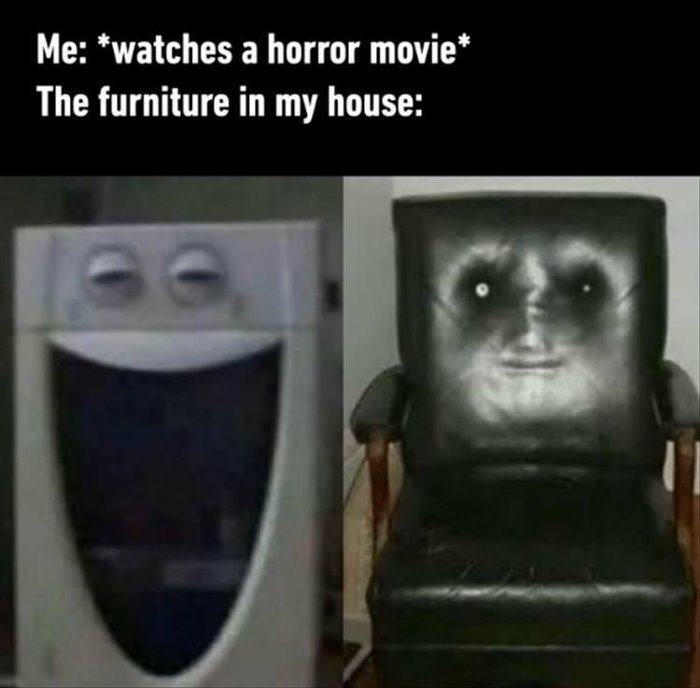 watches a horror movie