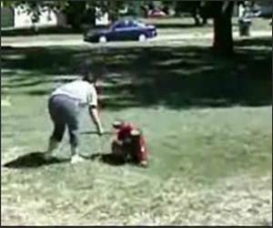 Lawnmower Spaz Lady Funny Video