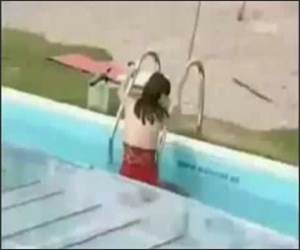 Model Falls in Pool Funny Video